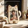 Cadre Photo Minimaliste en Bois de Pin Cadre Photo Animal Mignon, Support en Bois Rustique, Chat Petit pour Étagère Ours Bureau à Domicile Affichage Support Polyvalent