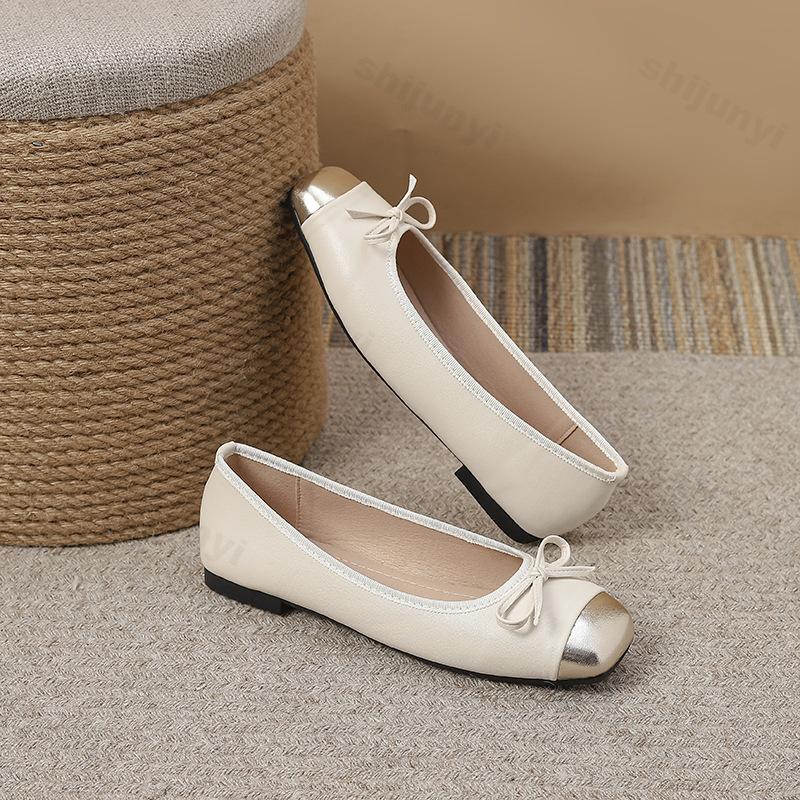 Fashion Women Square Toe Ballet Shoes 2025 New Autumn Fashion Bow Knot Soft Sole Casual Shoes Lightweight Comfortable Luxury Party Flats