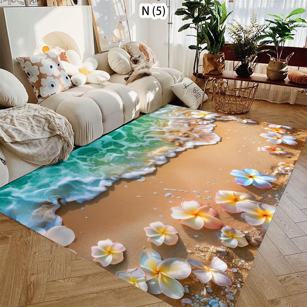 Fun HD Summer Coastline Beach Carpet for Living Room Sofa Soft Decor Rugs Bedroom Rug Kitchen Coffee Table Mat Hallway Rug