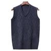 Heren gebreid vest herfst winter V-hals geometrische ruit effen kleur warm winddicht zacht casual mannelijk vest mouwloos top