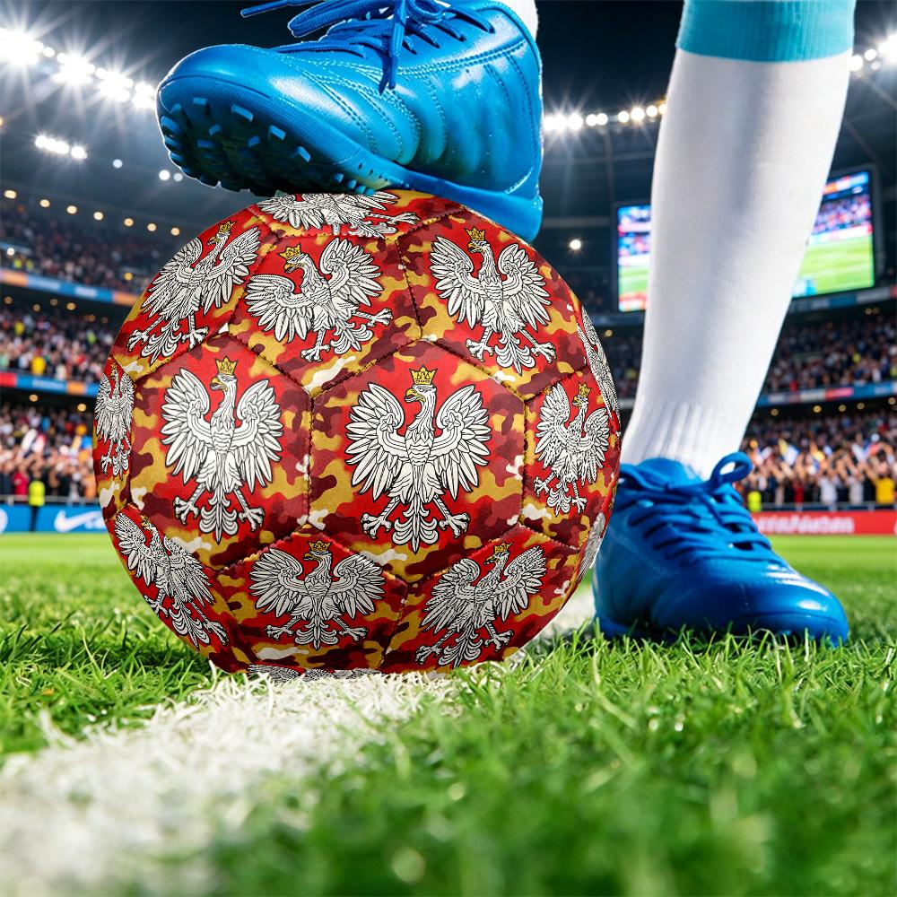 Poland Football Printed Size 5 Soccer Ball Wear Resistant Standard Adult Training Football Fan Gift for Indoor Outdoor Match Sports