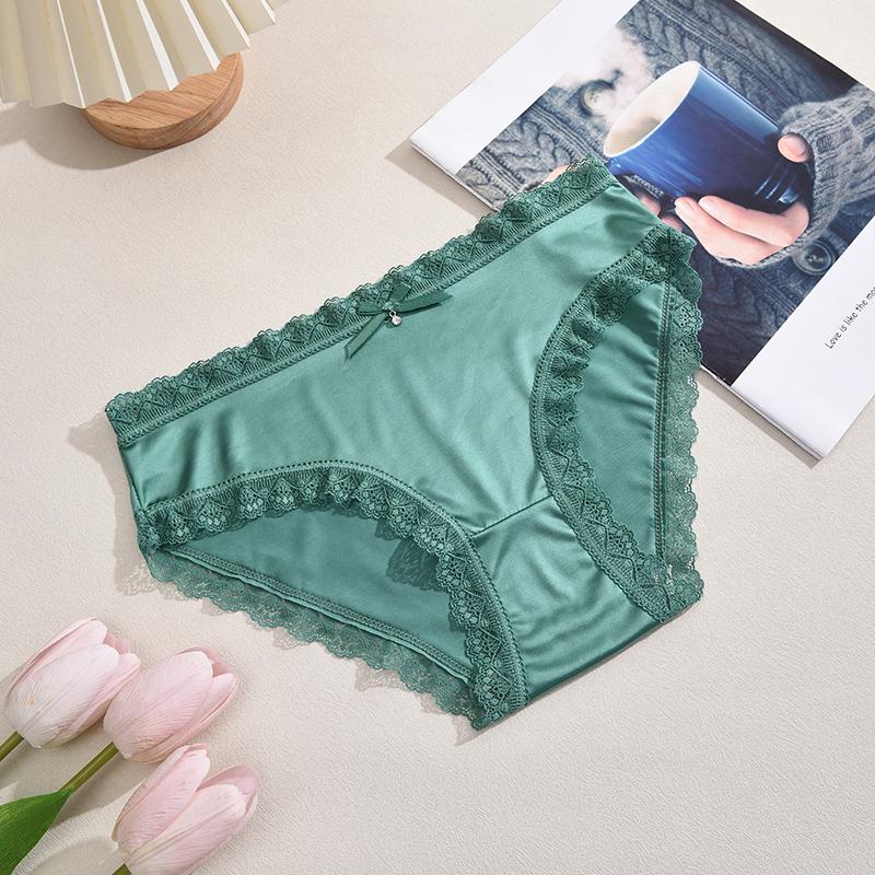 

FINETOO 1 шт. Трусики из ледяного шелка Женское нижнее белье Дышащие трусики-треугольники Удобные трусики со средней посадкой Летние тонкие сексуальные трусики L&1pc зелёный