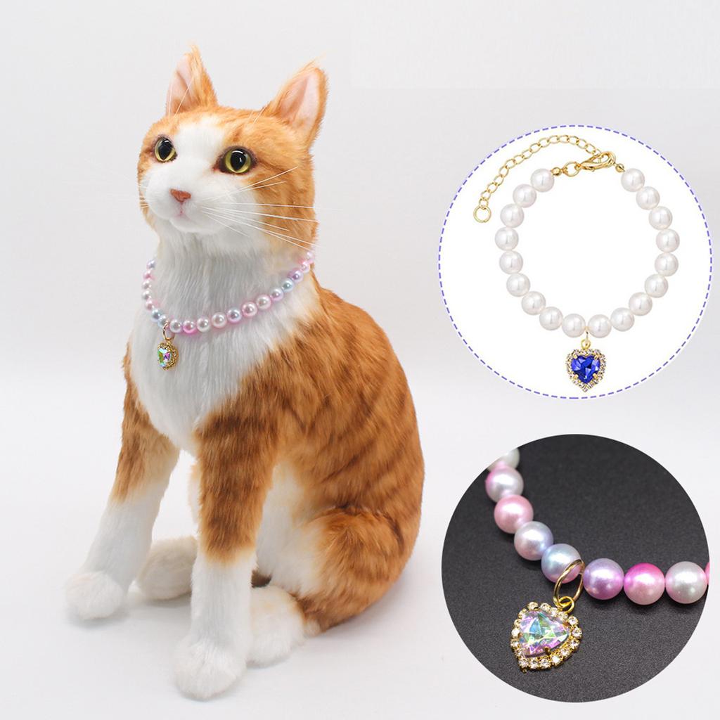 Cute Girl Pearl  Collar  Collars for Girl S with Small Heart Shape Rhinestone Adjustable Length  Collar