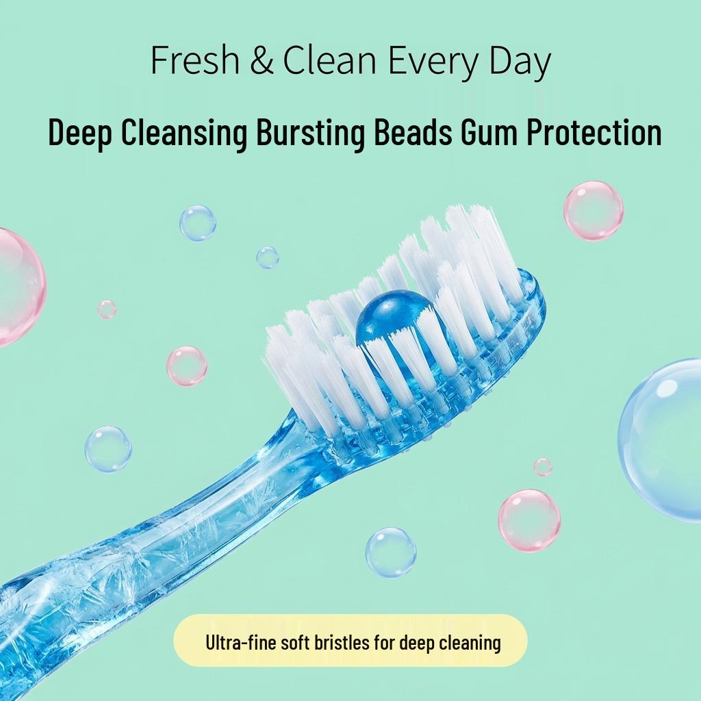 Disposable Portable Toothbrush with Burst Beads for Adults - Fresh Breath On-the-Go