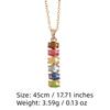 Regenbogen Mehrfarbiger Zirkonia Vertikaler Stab Anhänger Halskette, Goldfarbener Chakra Schmuck für Damen
