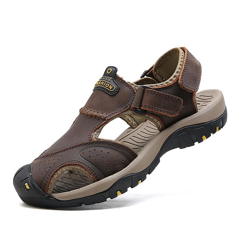 2025 Sommersandalen Herrenschuhe große Größe neu Rindsleder Taschenkopf Strandschuhe Outdoor Freizeitsandalen atmungsaktive Schuhe