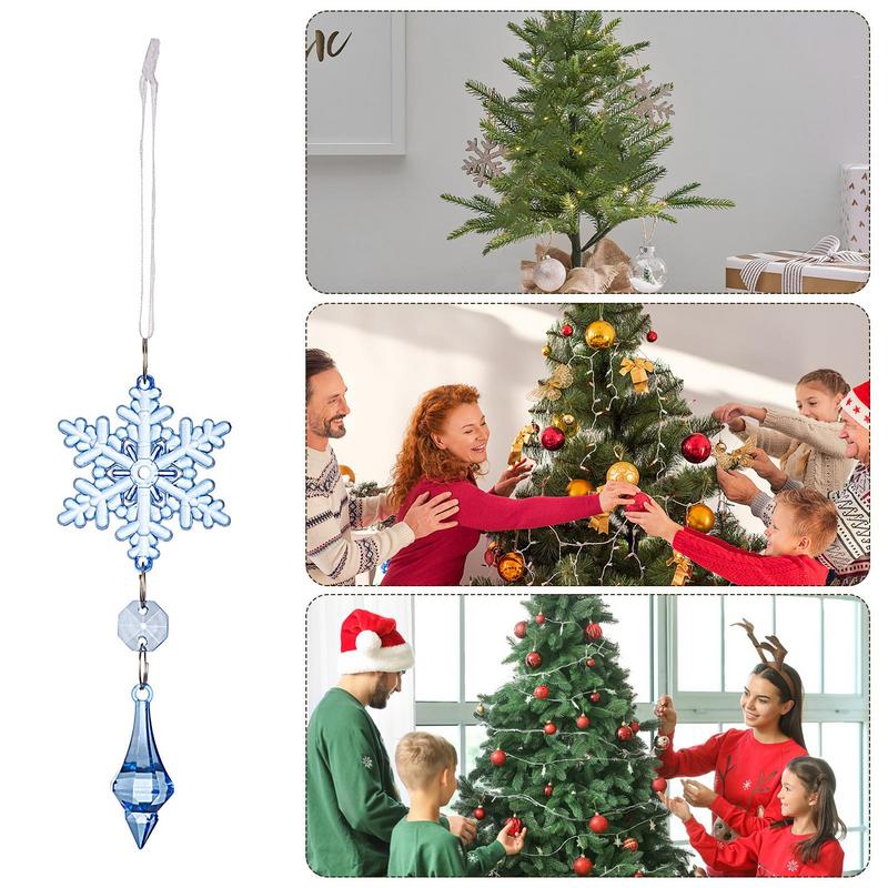Snowflake Christmas Ornaments Acrylic Clear Pendant Festival Clear Snowflake Ornaments Hangable Decor Pendants For New Year Wall