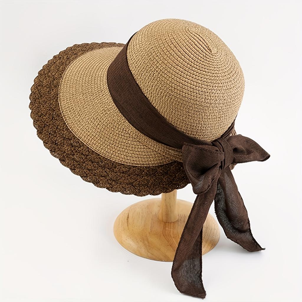 Lace-trimmed Straw Hat with Bow Ribbon Beach Party Hat Outdoor Straw Hat Sun Hat Beach Hat Seaside Hat Sun Shading Hat