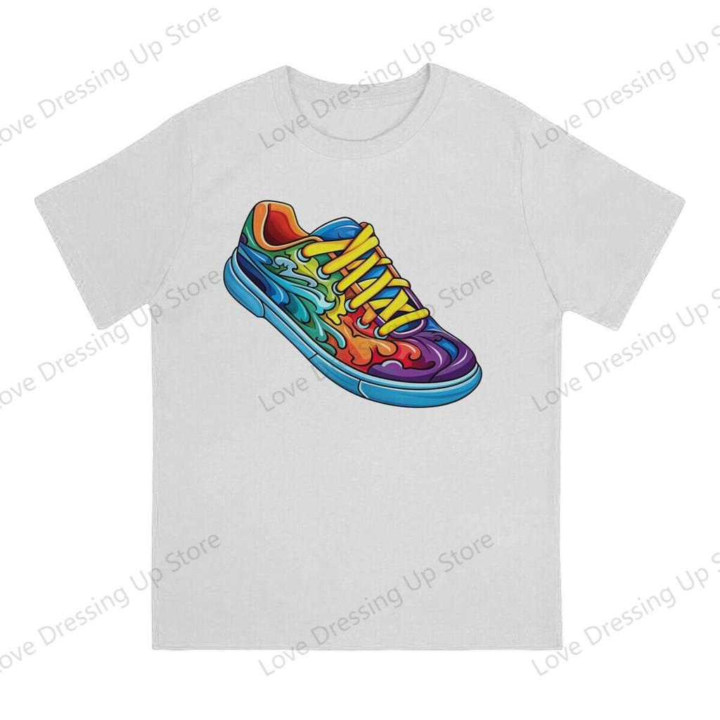 100pure Cotton Casual Unisex Tshirt Colorful Sneakers Graffiti Short Sleeve Tshirts Harajuku Tee Funny Tops
