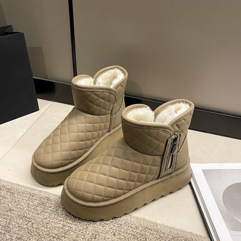 Snow boots women's thick-soled cotton boots winter new low tube large size round head muffin bottom plus short boots