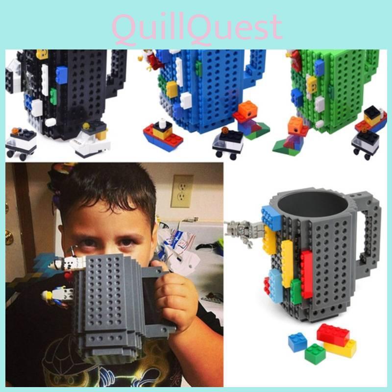 Multi-color Diy Building Block Coffee Mug 350ml European Style Plastic Mug For All Ages