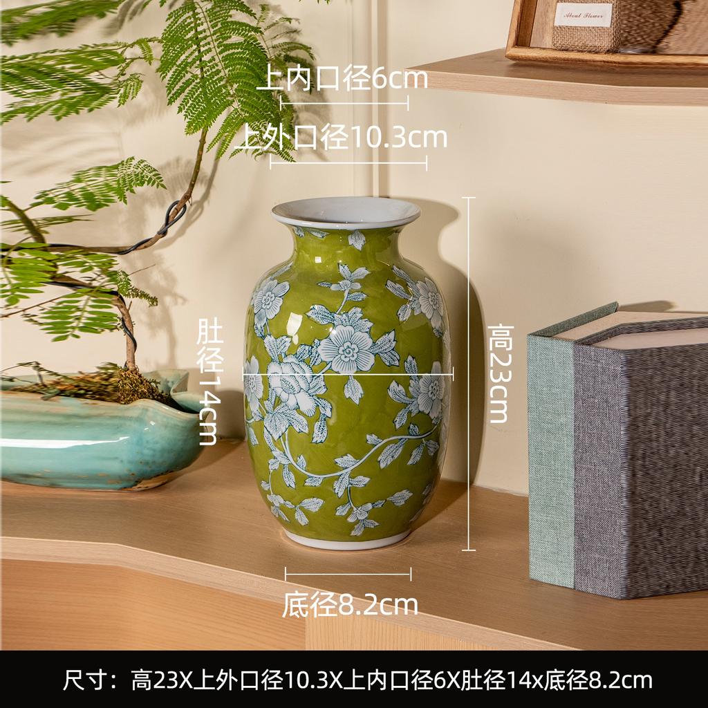 Chinese Blue and White Porcelain Ceramic Vase Colored Handmade Rose Ceramic Jar Flower Vase Flowerpot Home Decoration