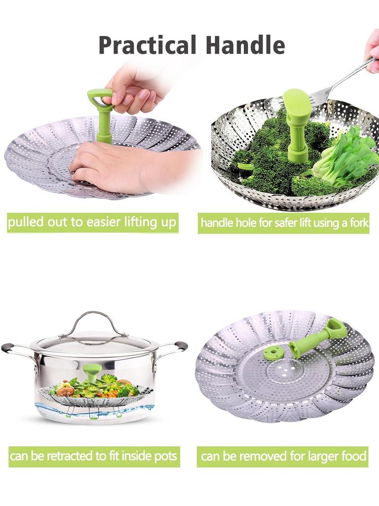 Vegetable Steamer Basket for Cooking Food, Stainless Steel Veggie Steam Basket for Pot, Folding Expandable Steaming Insert