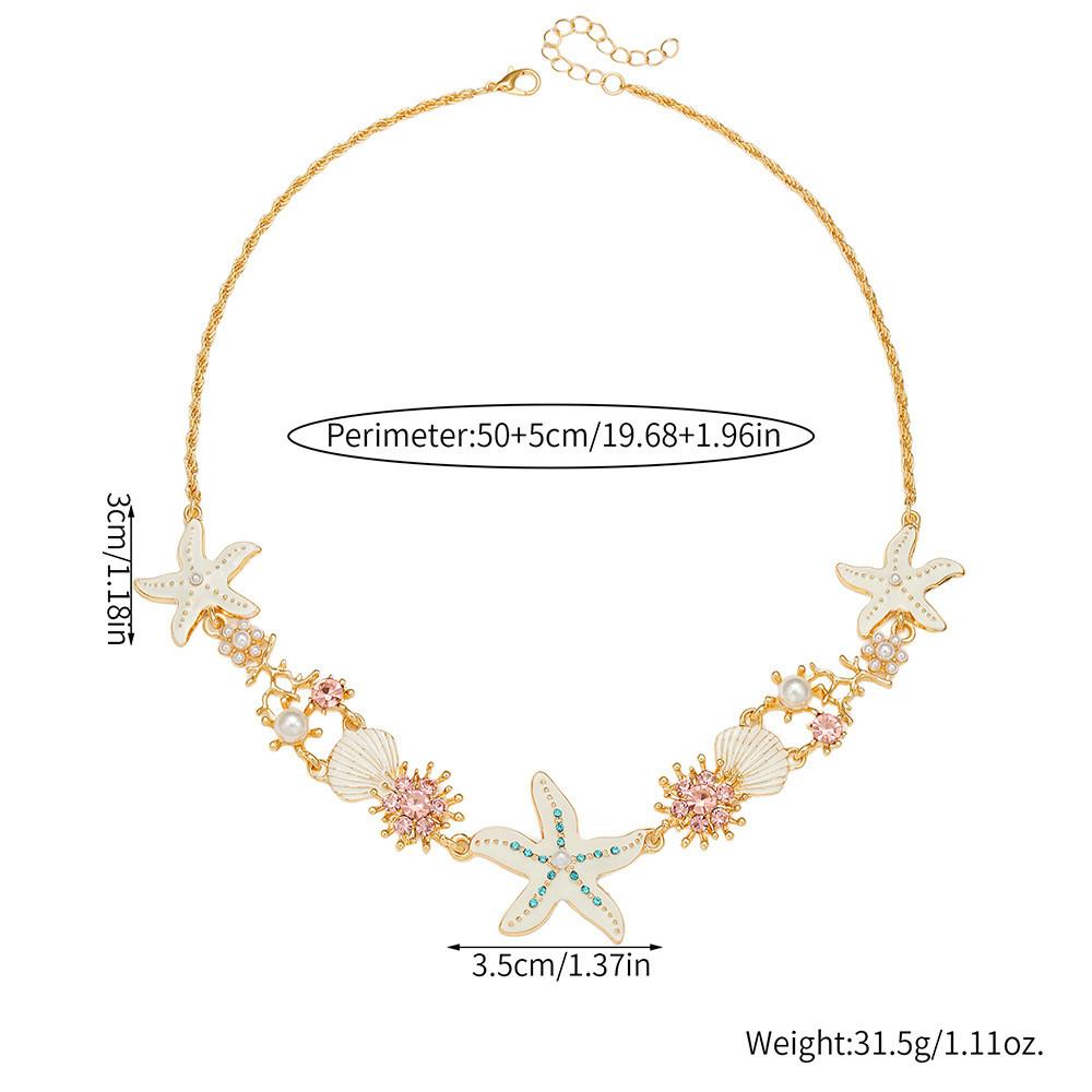 Geometric Starfish Pendant Necklace With Electroplated Alloy Chain For Women And Men