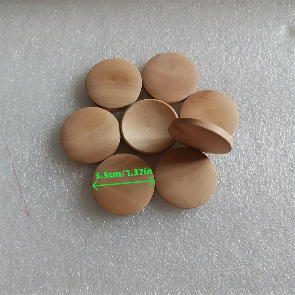 30pcs Wooden Landscape Decorations, Round In Shape Measuring 3.5 X 5 Cm, Featuring One Concave Side and One Convex Side, Ideal for DIY Projects.