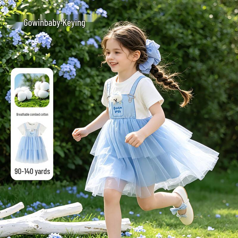 GOWINBABY Милое летнее платье для девочек с коротким рукавом из сетки