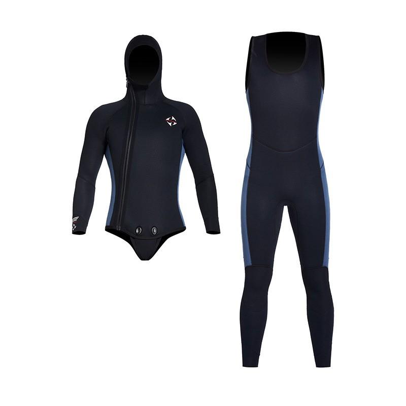 5MM Diving Suit Split Hooded Velvet Cold-proof One-piece Vest Snorkeling Surfing Set