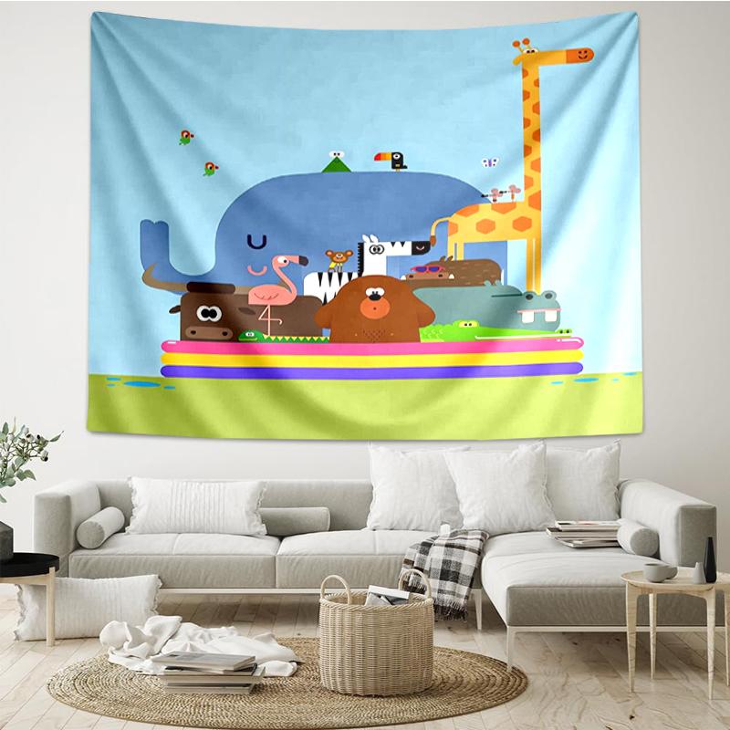 Hey-Duggee Print Tapestry, Backdrop, Easy Setup, Ideal for Bedroom, Office & Living Room, with Aesthetic Wall Hanging Decor.