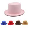 Roll Brim Fedora Hat for Adult Fashion Solid Color Panama Hat Magician Cap Wool Hat Cosplay Costume Unisex Flat Top Hat