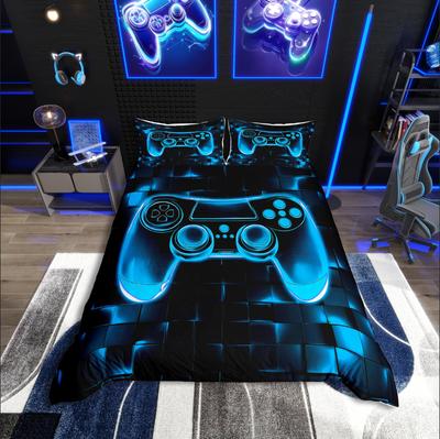 Homewish Video Game Duvet Cover SetGradient Gamepads For Boys Bedding SetFuturistic Cubes Decor