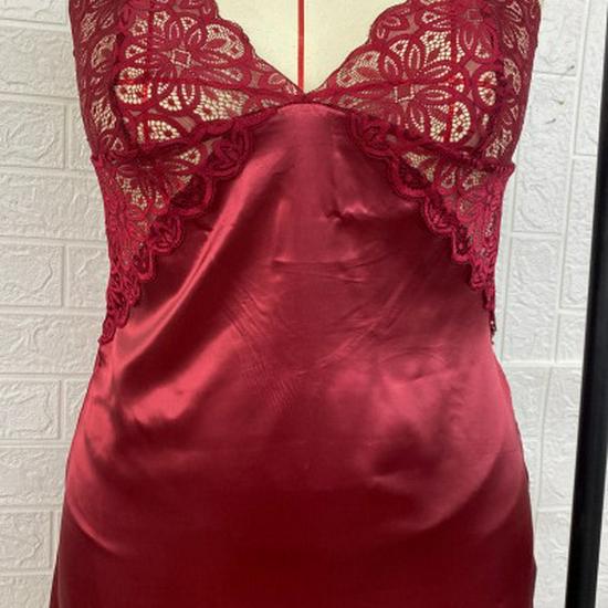Plus Size Stretch Satin Lingerie: Sexy European & American Camisole Dress Nightgown