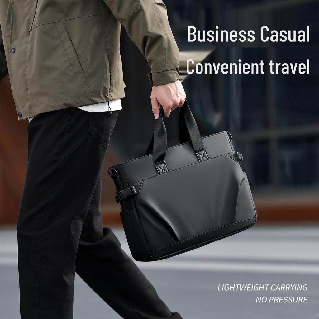 Men's Black Waterproof Oxford Briefcase – Large Capacity, Versatile Commuter Bag