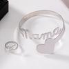1 Set Of Stylish Minimalist Metal Letters Love Mama Open Women'S Bracelet Ring Set Mother'S Day Gift