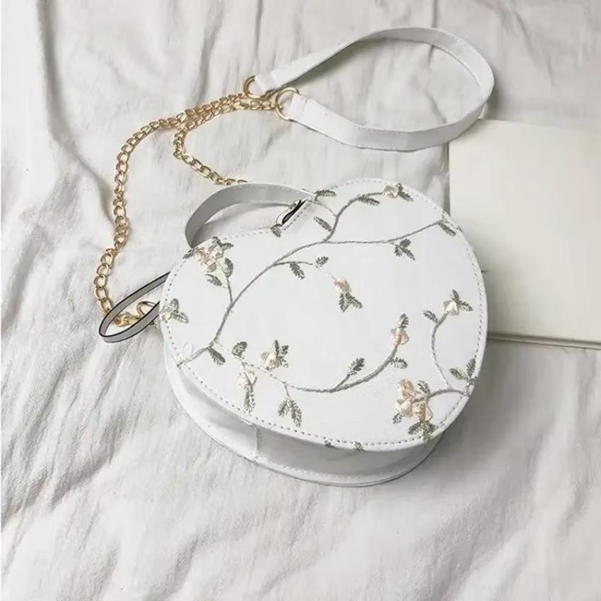 Fashionable Lace Peach Heart Small Bag Women New Trend Ladies Cross Stitch Shoulder Bag Personalized Hand-held Shoulder Bags