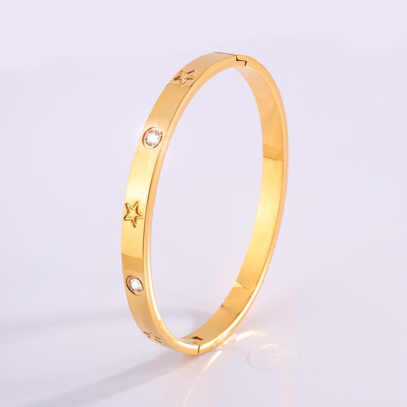 Starry Sky Women's Titanium Steel Bracelet - Non-Fading, Versatile, Full Diamond Stainless Steel, High-End Silver Fashion Accessory