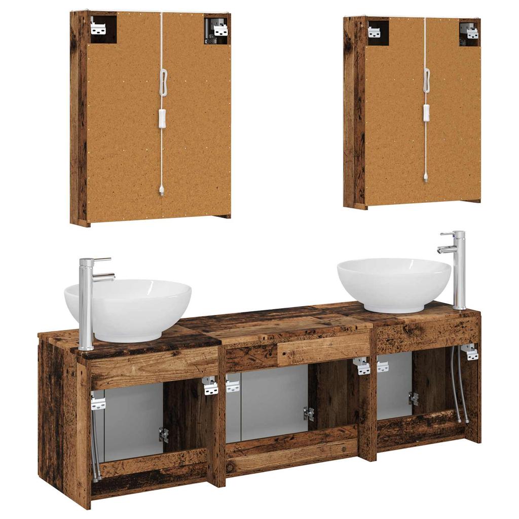 Bathroom Cabinet Set 5 pcs Reclaimed Wood Effect Particleboard