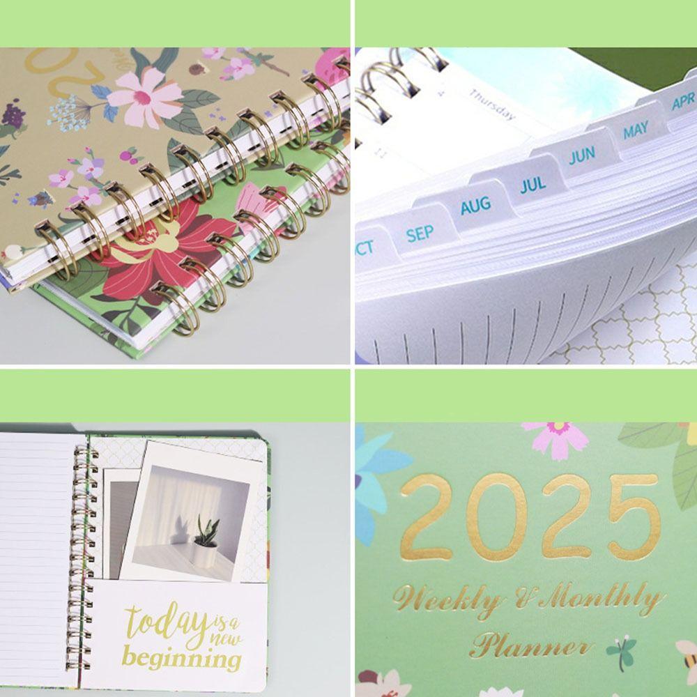 Loose-leaf Coil 2025 Agenda Planner Notebook Planner Organizer Flowers Diary Notebook Students