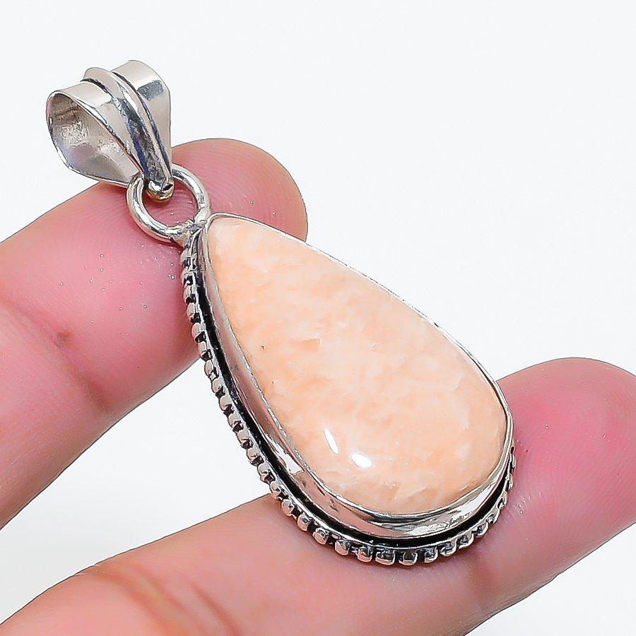 Natural Orange Aventurine Gemstone 925 Sterling Silver Pendant 1.77" AP-15056