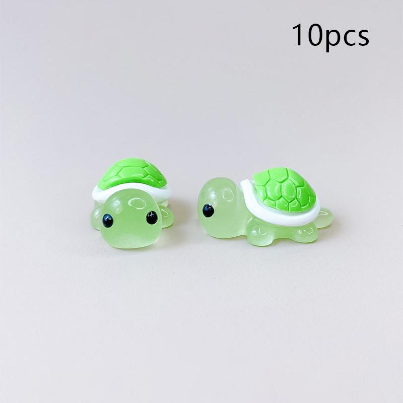 

10 шт. Миниатюрные черепахи, светящиеся украшения, поделки, миниатюрные фигурки, крошечные черепахи, микропейзаж, украшения для дома, аксессуары, подарки as the picture