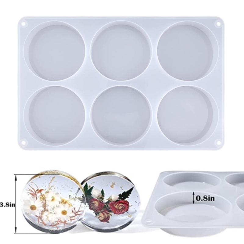 6 Cavity Round Silicone Mold Resin Coaster Molds Thick Round Coaster Silicone Molds DIY Resin Art Gifts Home Decoration