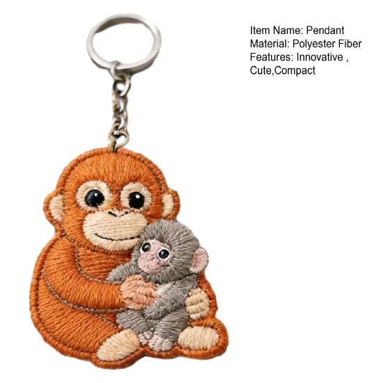 Monkey Plush Keychain Pendant with Metal Ring Soft Stuffed Animal Hugging Doll for Bags Keys Cute Monkey Gift Idea