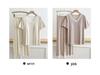 Women's Short-Sleeve Pajama Set with Built-in Bra, Summer Ice Silk Two-Piece, Casual Long Pants, Home Comfort Wear.