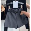 Damen Plus Size Woll-Shorts mit weitem Bein: Hohe Taille, Lockere Passform, Schlankmachend, Herbst/Winter-Stil, Perfekt zu Stiefeln