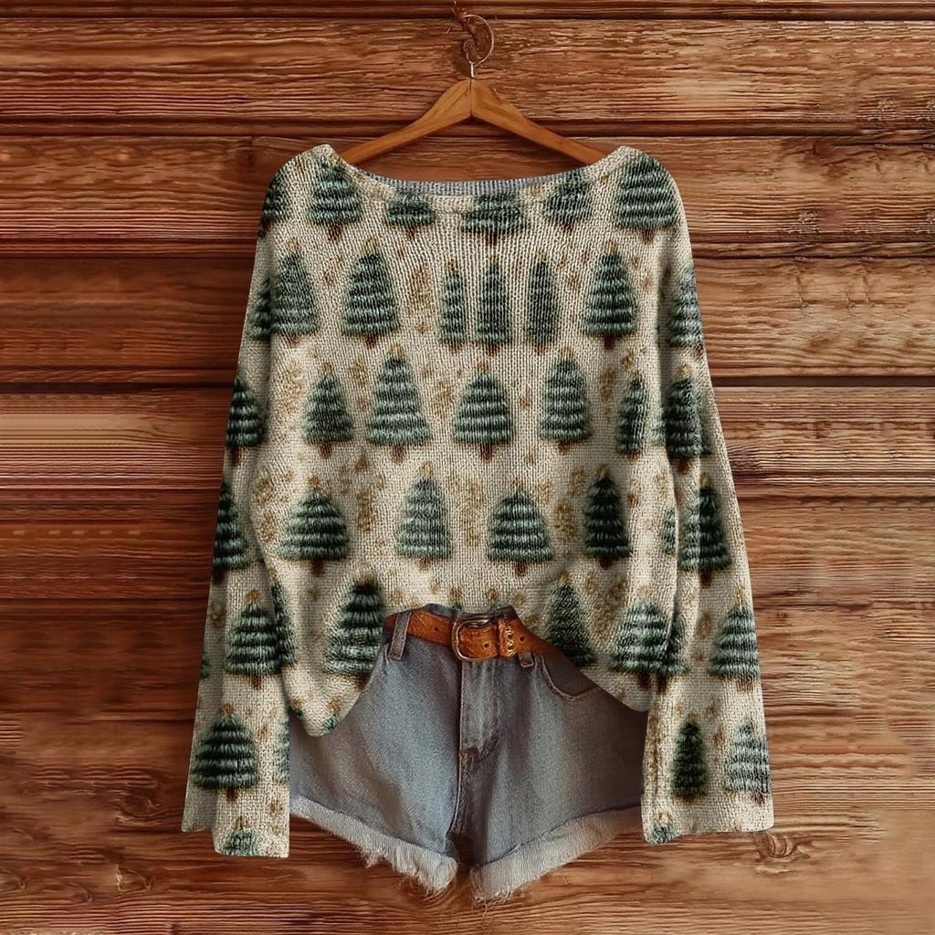 Women's Fashion Long Sleeve Christmas Snowman Snowflake Print Jacket Cardigan