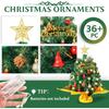 XmasExp 20in Mini Christmas Tree Artificial Small Christmas Tree with Lights,Star Treetop,Ornaments Balls,Bells and Pine Cones DIY Xmas Decorations