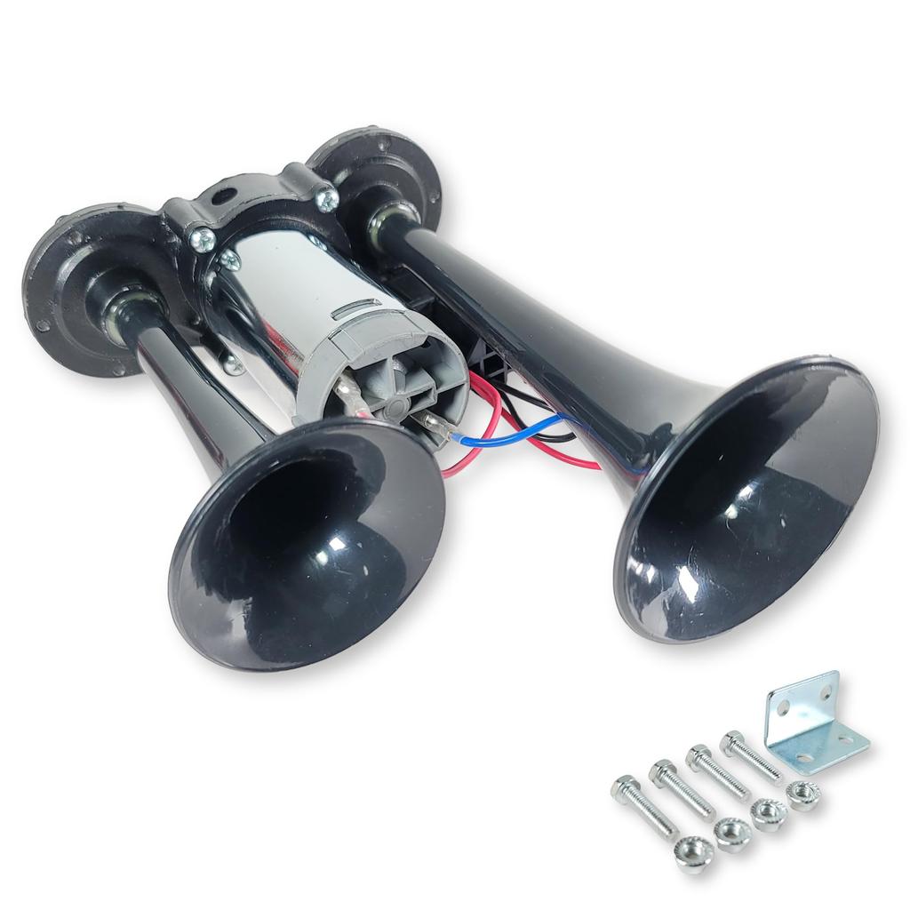 Lezalic Yankee Loud for Large Air Horn Dual Universal Horn, Sound, 12V/24V, Trucks, Built-in Compressor, Pump, Sound, Air-Powered, Integrated, (Black,