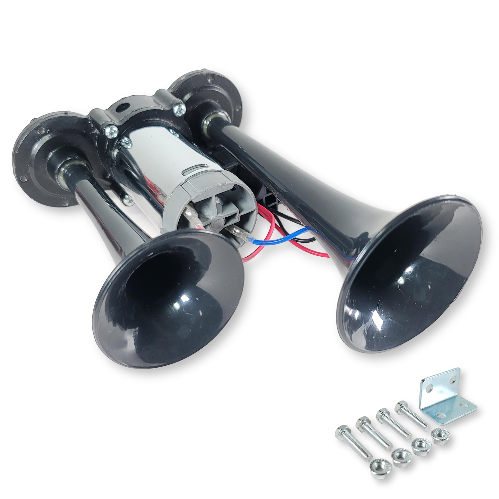 

Lezalic Yankee Loud for Large Air Horn Dual Universal Horn, Sound, 12V/24V, Trucks, Built-in Compressor, Pump, Sound, Air-Powered, Integrated, (Black,