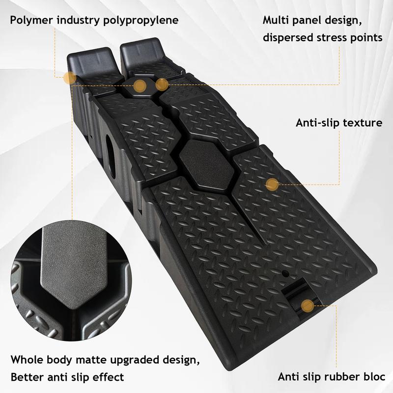 2PCS Vehicle Ramp 3 Ton Plastic Car Ramps for Workshop Auto Service & Repair Portable Vehicle Maintenance Tire Ramps