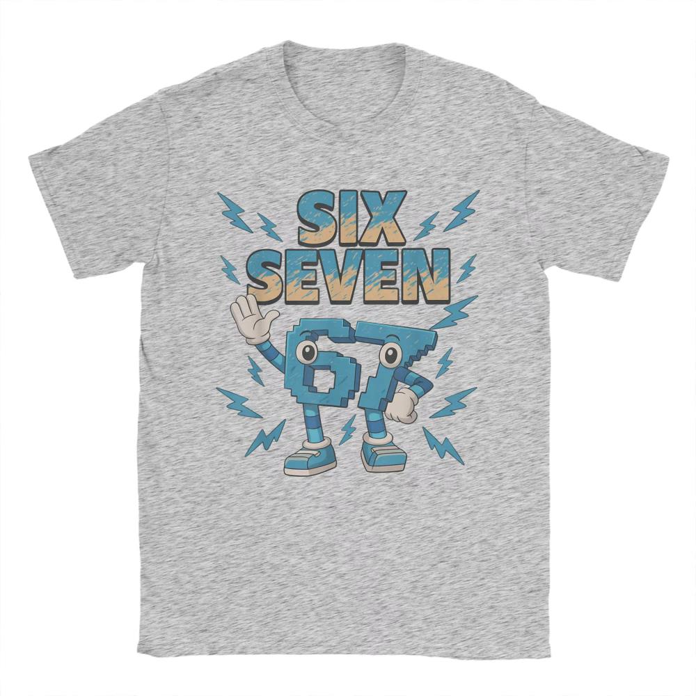 Herren Damen Baumwolle Bedrucktes T-Shirt Meme 67 Six Seven Italienisches Brainrot Lustige T-Shirts Harajuku Sommer T-Shirts Oberteile