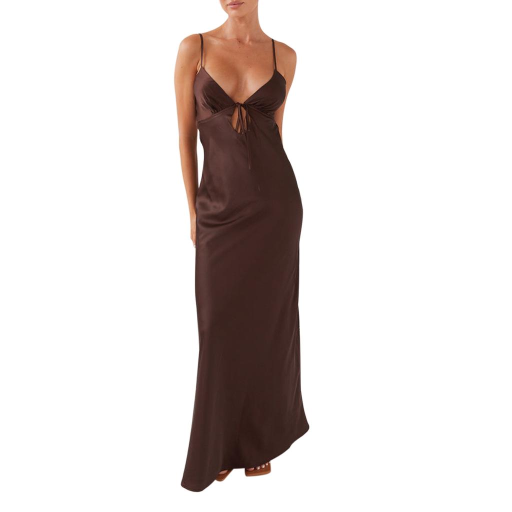 Sleeveless Sling V-neck Front Strap Halter Dress