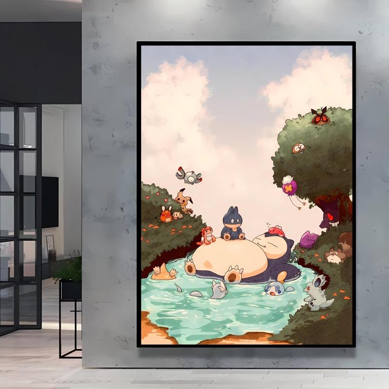 Leinwand Kunstwerk Malerei Pokemon Schiggy Poster Cartoon Bild Klassisch Haus Schlafzimmer Dekoration Gemälde Kindergeschenk