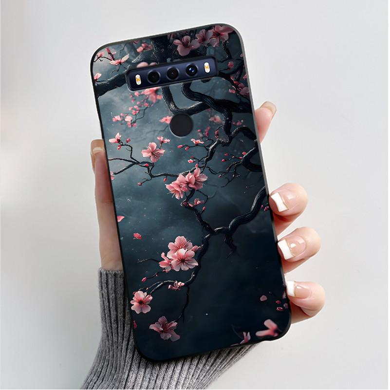 

Case For TCL 10SE 10 SE Phone Case Aesthetic Luxury Fashion Butterfly Flowers Black Jelly Soft TPU Silicone Protective Cover TCL 10 SE