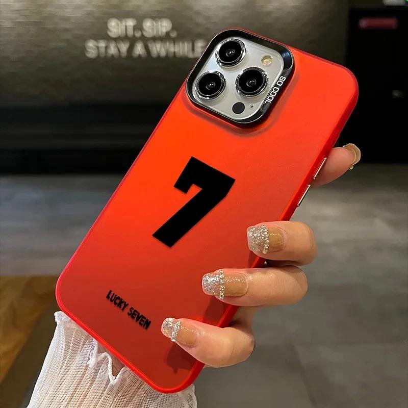 7 Basketball Jersey Number Pattern Phone Case For iPhone 15 14 13 12 11 Pro Max XS X XR 7 8 Plus Colored Silver Plated Cover