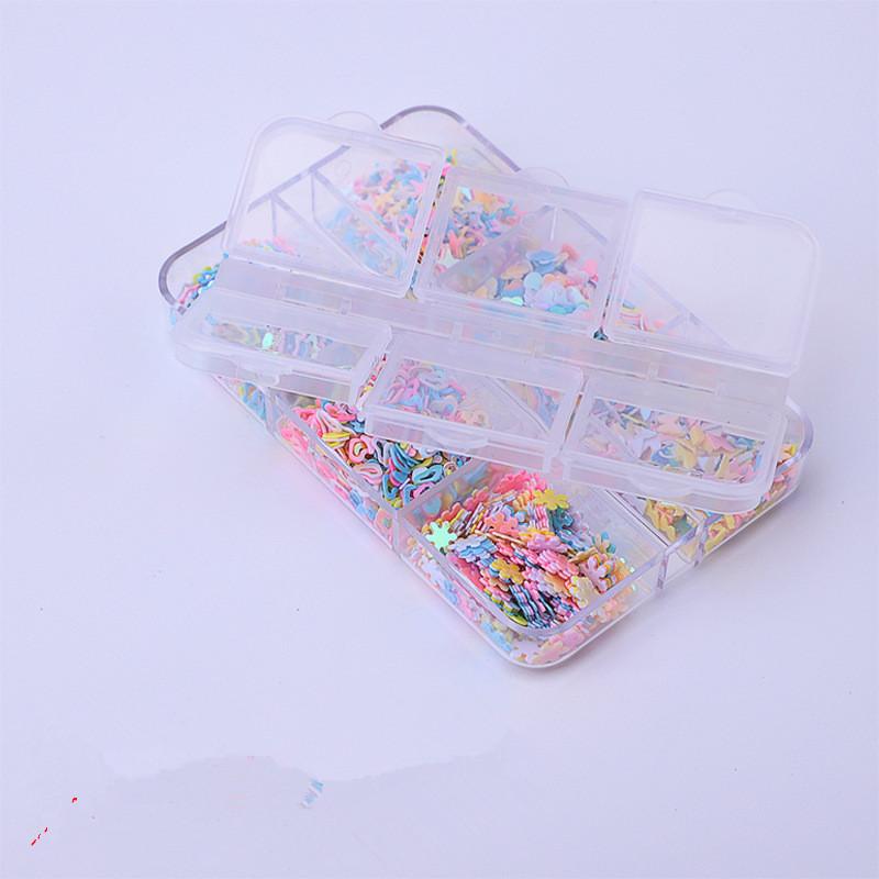 6 Grids Star Sequin Five-Pointed Star Colorful Nail Art Charm Sparkle 3D Nail Rivet Nail Decoration Diy Manicure Accessories