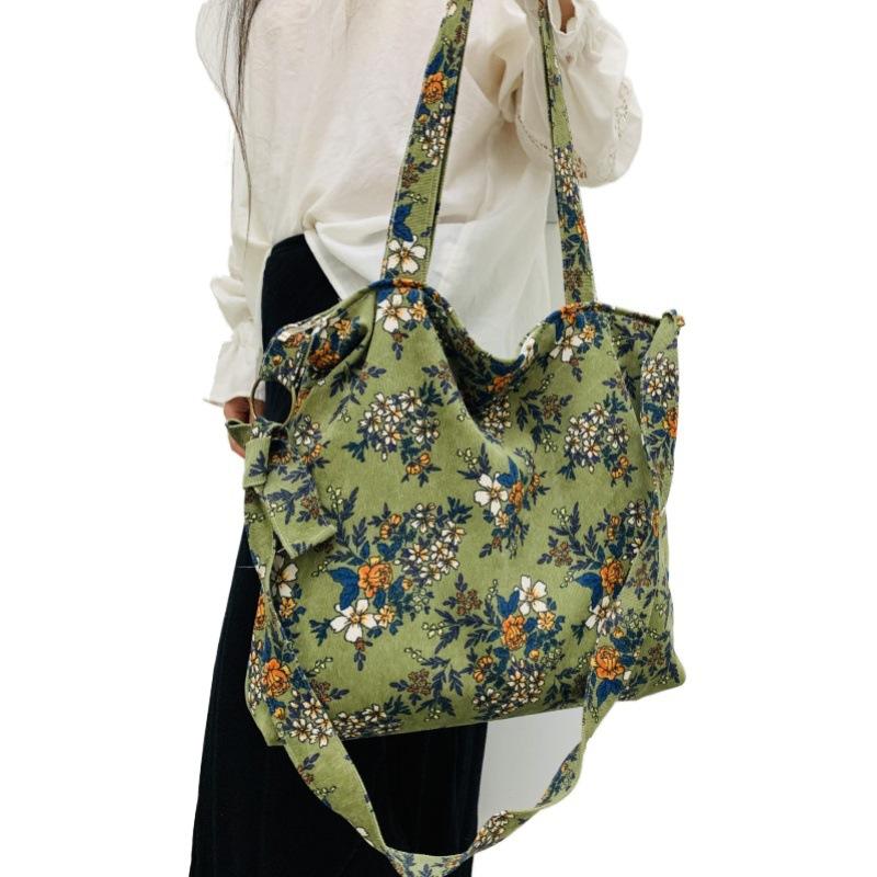 

Corduroy Floral Retro Cloth Bag Shoulder Bag Crossbody Bag Fresh Women s Bag Horizontal Zipper
