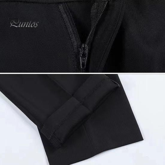 Women Suit Pants High Waist Button Zipper Fly Office Lady Trousers with Pockets Solid Color Slim Fit Straight Leg Trousers